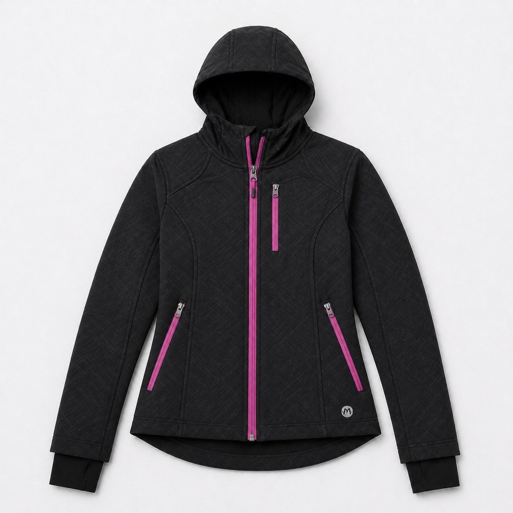 Mondetta Jacket Womens Small Black Purple Hooded Zip Athletic Outdoor
